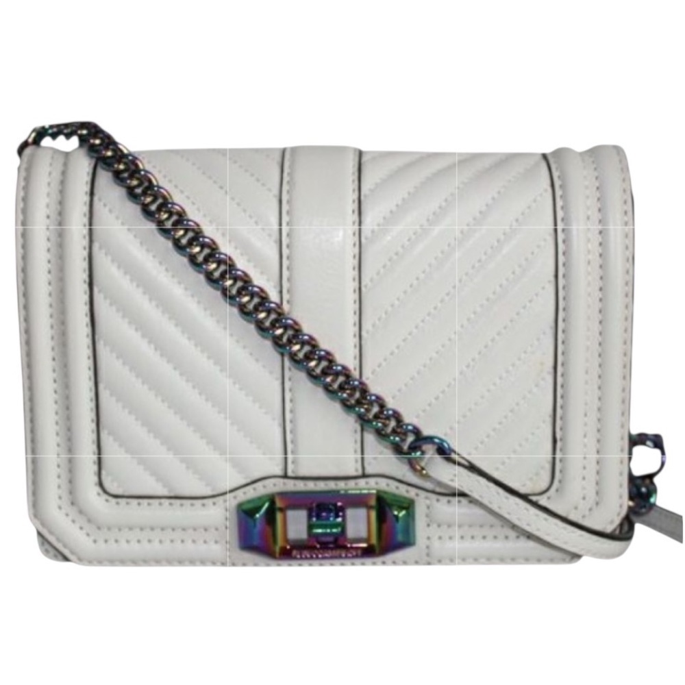 Rebecca Minkoff Off White chevron quilted Crossbody with Iridescent hardware